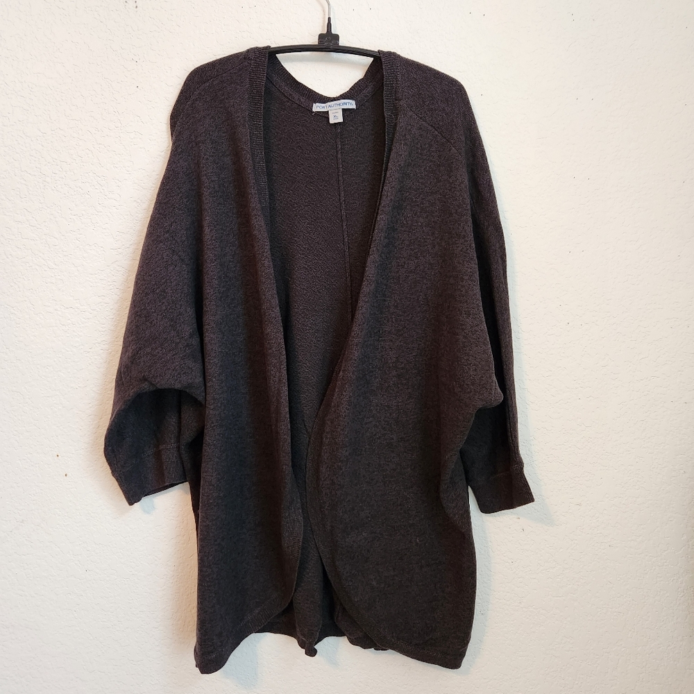 Port Authority Open Front‎ Charcoal Gray Cardigan with Bat Wing Sleeves, Size XL